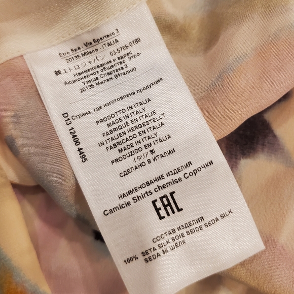 NWT$1,150 ETRO Silk Butterfly Wings Abstract Oversized Crepe Shirt Blouse 46, L - Picture 10 of 16